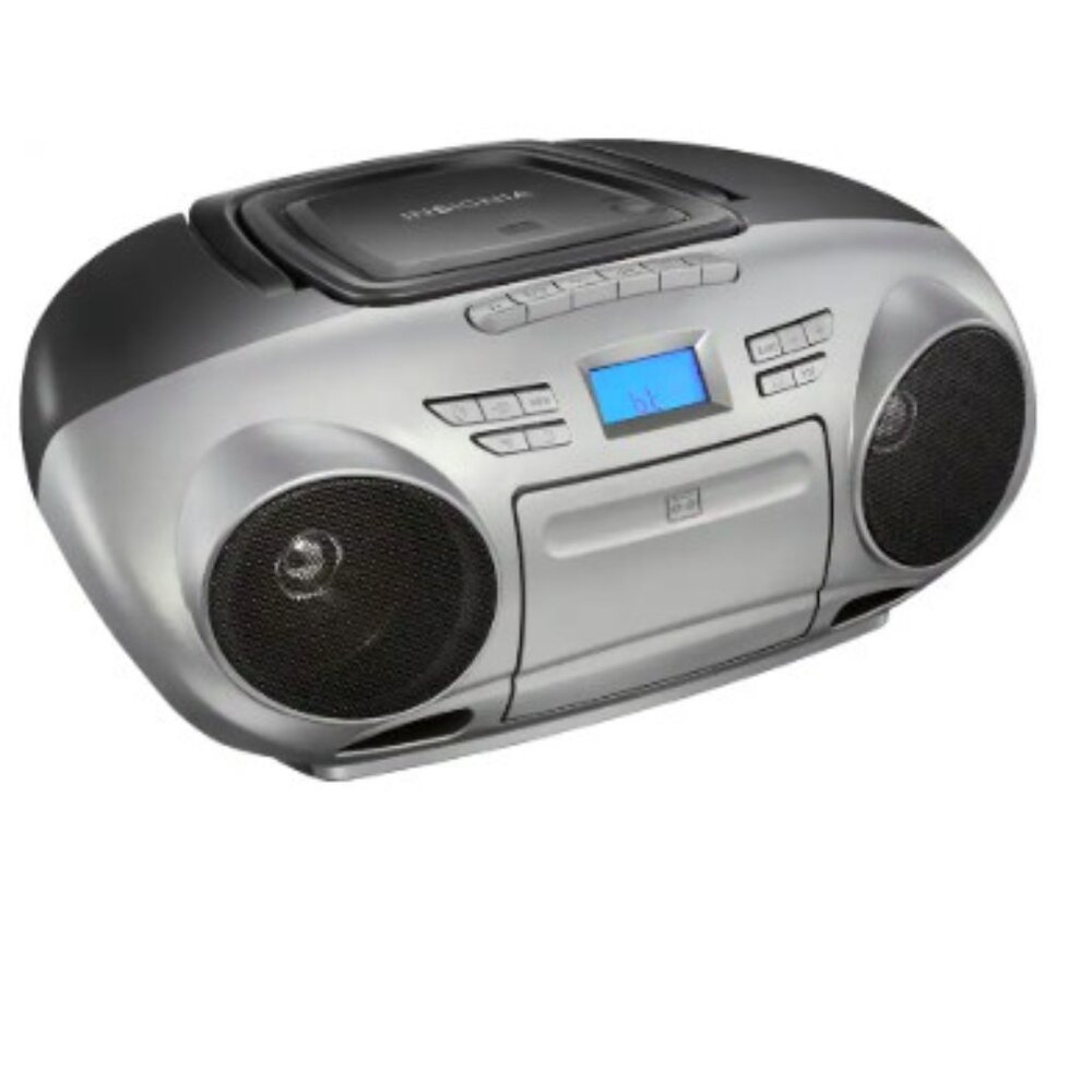 Insignia™ - AM/FM Radio Portable CD Boombox with Bluetooth - Silver/Black